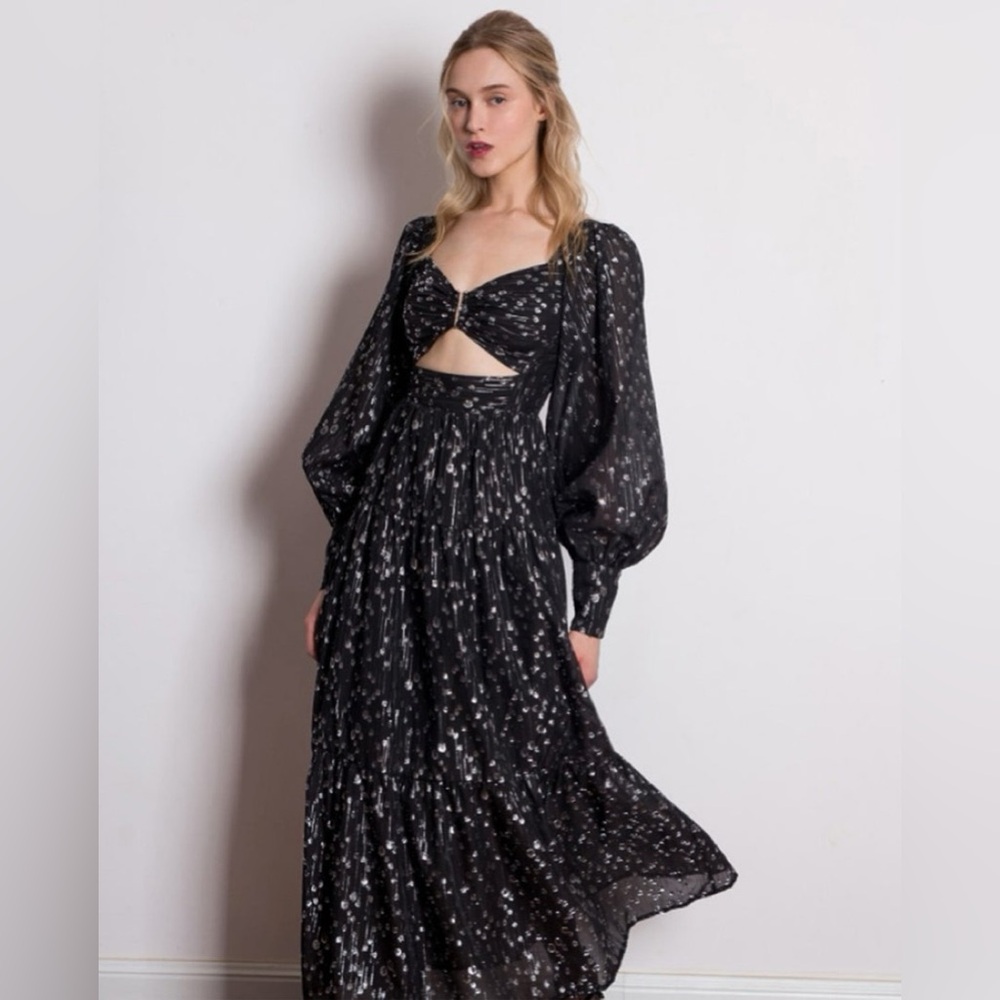 Sabina Musayev Black Metallic Formal Dress